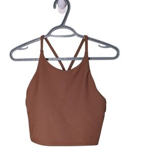 Old Navy PowerSoft Fitted Cross-Back Cropped Tank Top Brown Size‎ Med